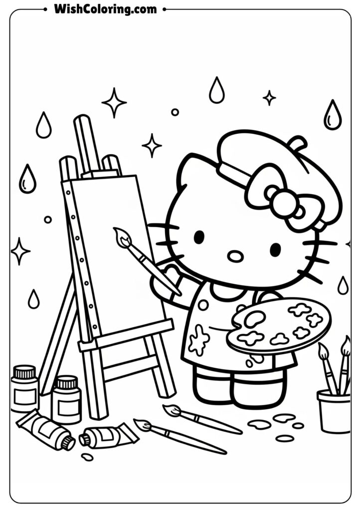 Hello Kitty Artist at Easel