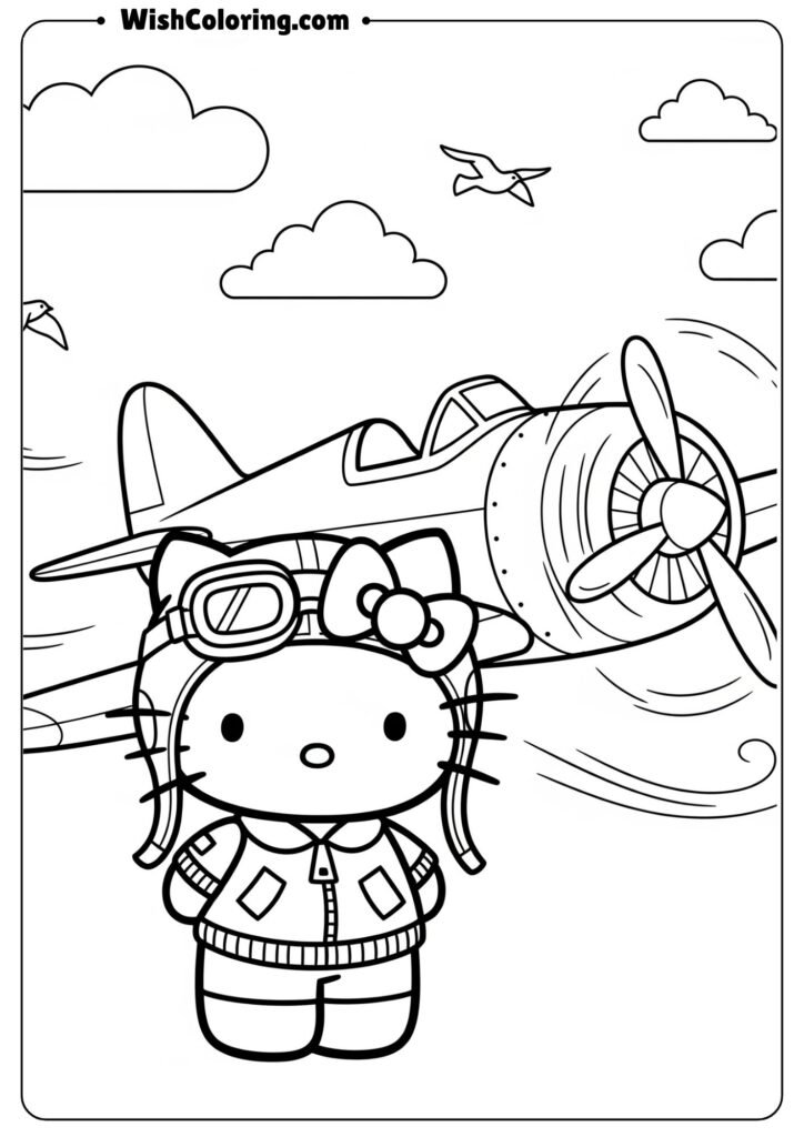 Hello Kitty Pilot with Airplane