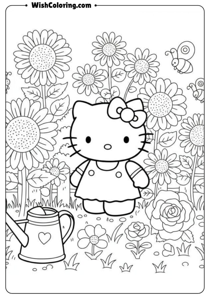 Hello Kitty in a Garden