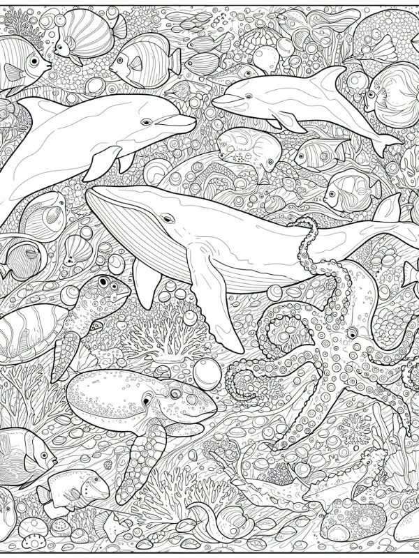 Realistic Marine Life Collage