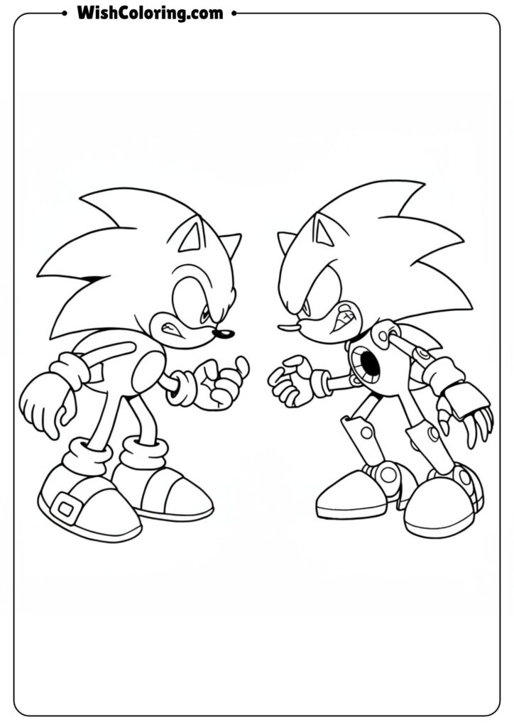 Sonic Confronting Metal SonicJumping Over Badniks