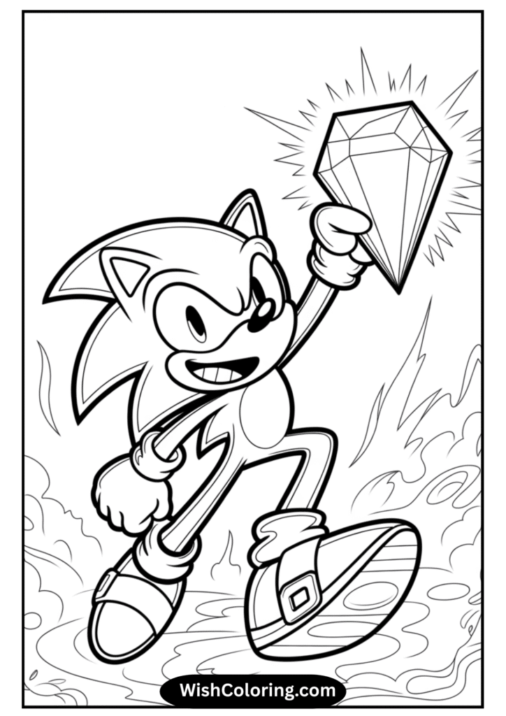 Sonic Holding a Chaos Emerald