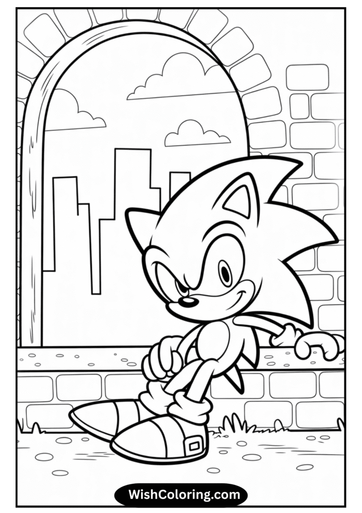 Sonic Leaning Against a Wall