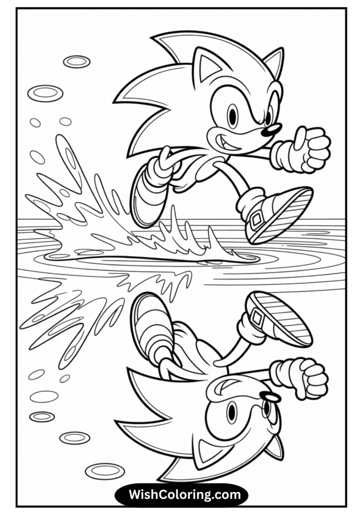 Sonic Running Across Water