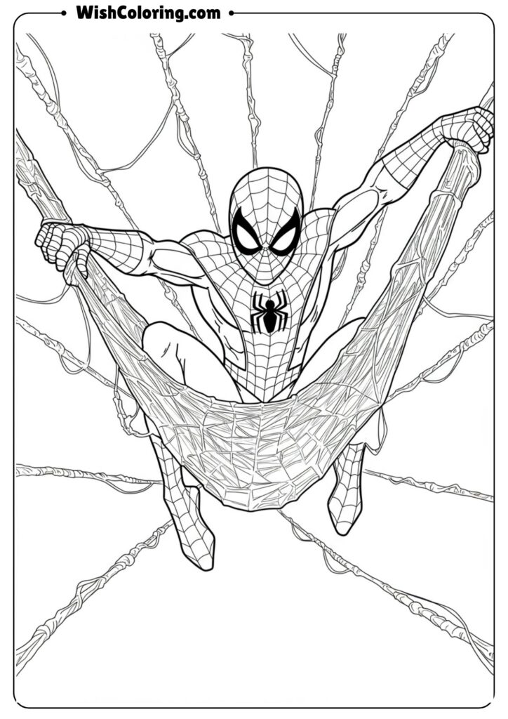 Spiderman creating web constructs