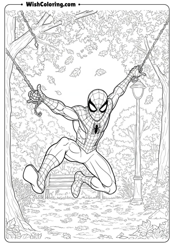 Spiderman in autumn leaves