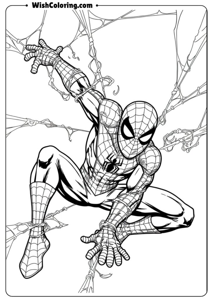 Spiderman trapped in web
